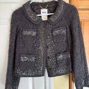 Moschino Black wool with Gray Sequin Embellished Jacket, women’s small